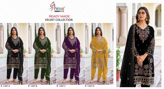 R 1497 By Shree Winter Wear Velvet Pakistani Suits Wholesale Shop in Surat